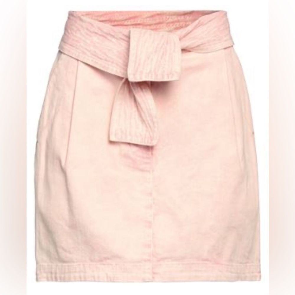 Ulla Johnson Pink Washed Denim Tie Dye Drew Mini Skirt
